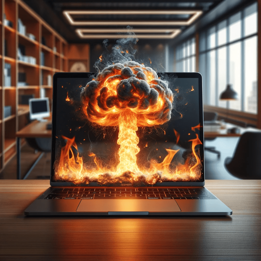 ein brennender Laptop